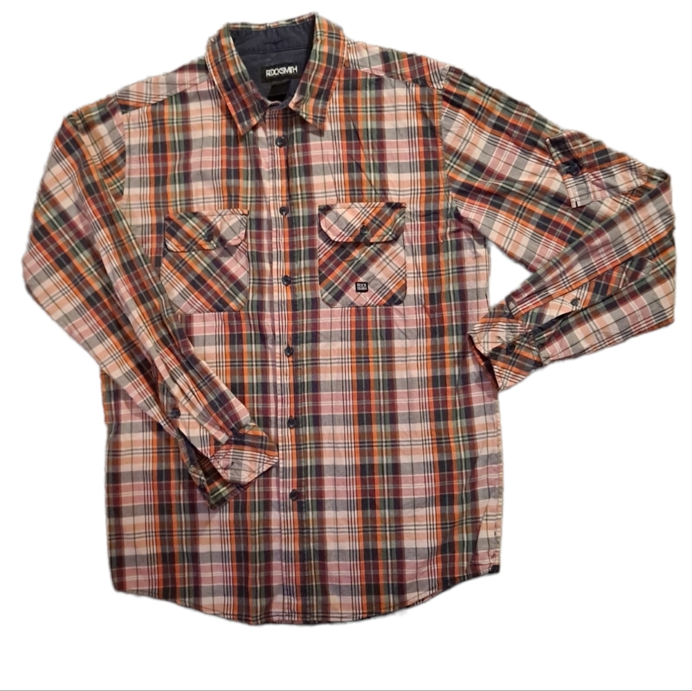ROCK SMITH multicolored plaid long sleeve button down shirt